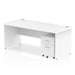 Dynamic Rectangular Straight Desk White MFC Panel End Leg White Frame Impulse 1 x 2 Drawer Mobile Pedestal Bundle 1800 x 800 x 730mm