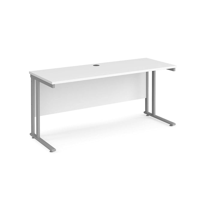 Rectangular Straight Desk with Cantilever Legs White Wood Silver Maestro 25 1600 x 600 x 725mm