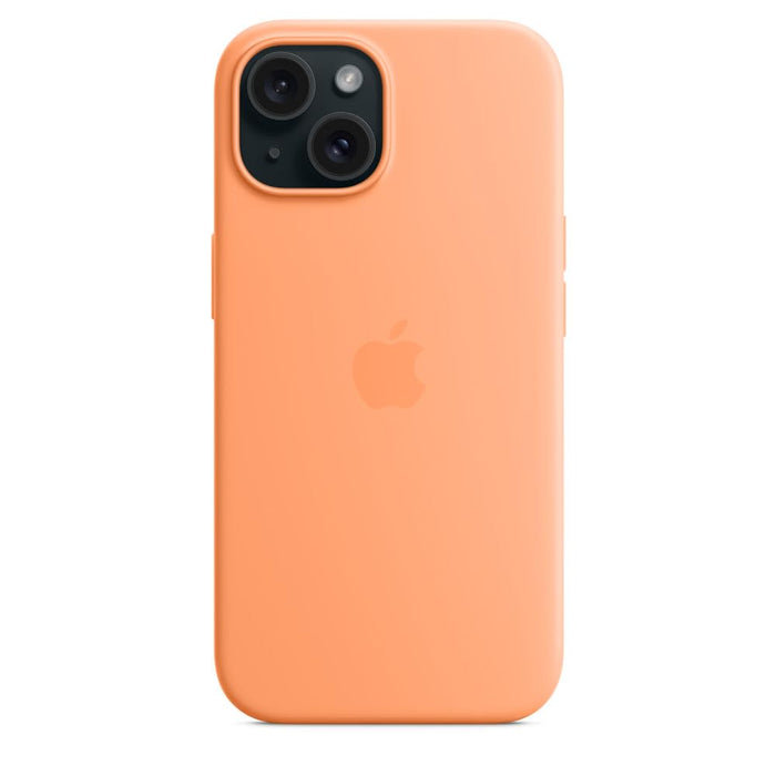 Apple - Back cover for mobile phone - MagSafe compatibility - silicone - orange sorbet - for iPhone 15