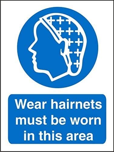 Mandatory Sign Wear Hairnets in this Area Plastic 20 x 15 cm