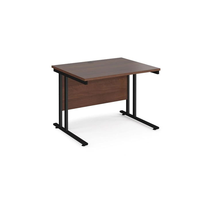 Rectangular Straight Desk Walnut Wood Cantilever Legs Black Maestro 25 1000 x 800 x 725mm