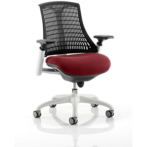 Dynamic Synchro Tilt Task Operator Chair Height Adjustable Arms Flex Black Back, Ginseng Chilli Seat, White Frame Without Headrest