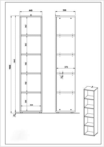 Germania Bookcase 4234-547 Grey 450 mm (W) X 400 mm (D) X 1970 mm (H)