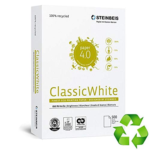 Steinbeis Classic A3 Printer Paper White 100% Recycled 80 gsm 500 Sheets