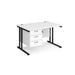 Rectangular Straight Desk with 3 Drawer Pedestal White Wood Cantilever Legs Black Maestro 25 1200 x 800 x 725mm