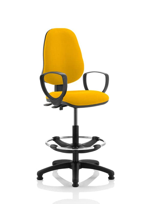 Dynamic Permanent Contact Backrest Task Operator Chair Loop Arms Eclipse II Senna Yellow Seat Without Headrest High Back