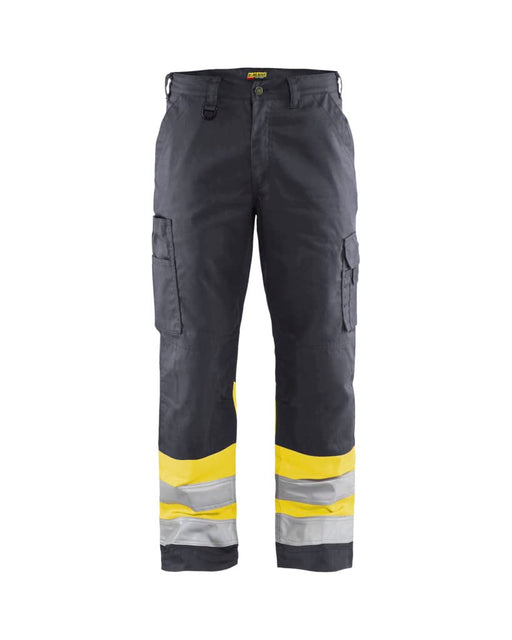 BLÅKLÄDER Trousers 15641811 Cotton, PL (Polyester) Mid Grey, Yellow Size 36S