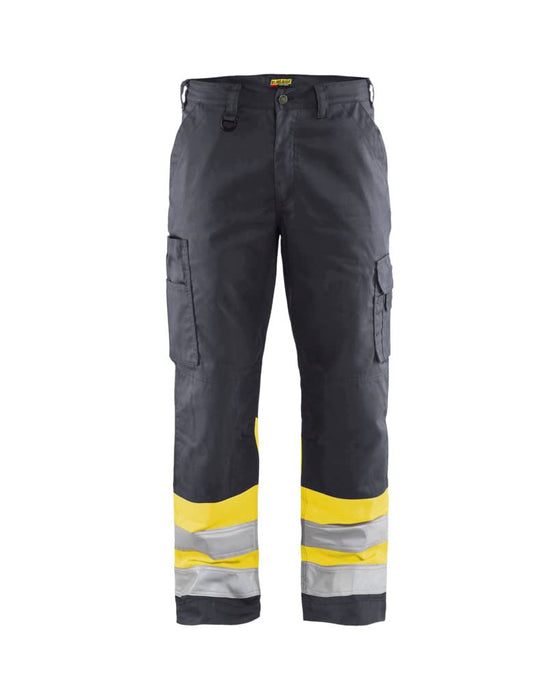 BLÅKLÄDER Trousers 15641811 Cotton, PL (Polyester) Mid Grey, Yellow Size 36R