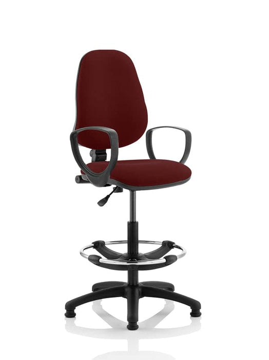 Dynamic Permanent Contact Backrest Task Operator Chair With Chilly Red Fabric Loop Arms Eclipse I Without Headrest High Back