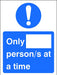 Seco Health & Safety Poster Only __ person/s at a time Window Cling Film 20 x 30 cm