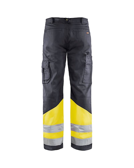 BLÅKLÄDER Trousers 15641811 Cotton, PL (Polyester) Mid Grey, Yellow Size 30R