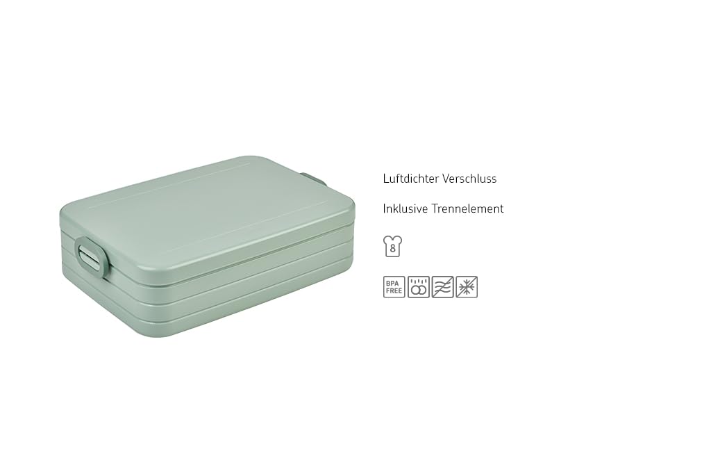 Mepal Lunch Box Acrylonitrile butadiene styrene 1.5L Large 65mm Take a Break Green, Nordic Green