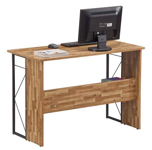 Alphason Rectangular Home Office Desk with Walnut & Grey MDF Top and Black Frame Rhodes 1110 x 510 x 760mm