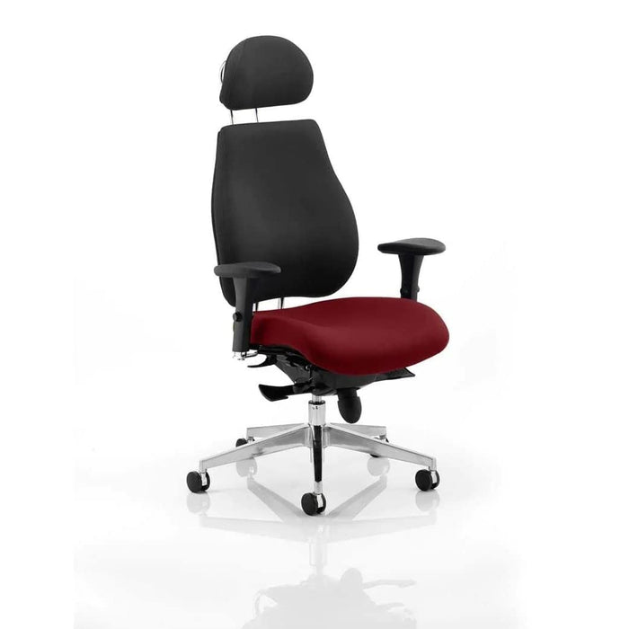 Dynamic Synchro Tilt Posture Chair Height Adjustable Arms Chiro Plus Ultimate Black Back, Ginseng Chilli Seat With Headrest High Back