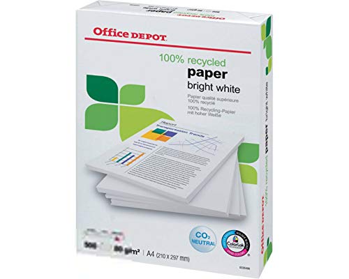 Office Depot 100% Recycled Bright-White A4 Printer Paper 80 gsm Smooth White 500 Sheets