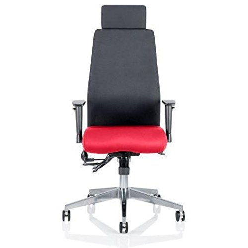 Dynamic Independent Seat & Back Posture Chair Height Adjustable Arms Onyx Black Back, Bergamot Cherry Seat With Headrest High Back