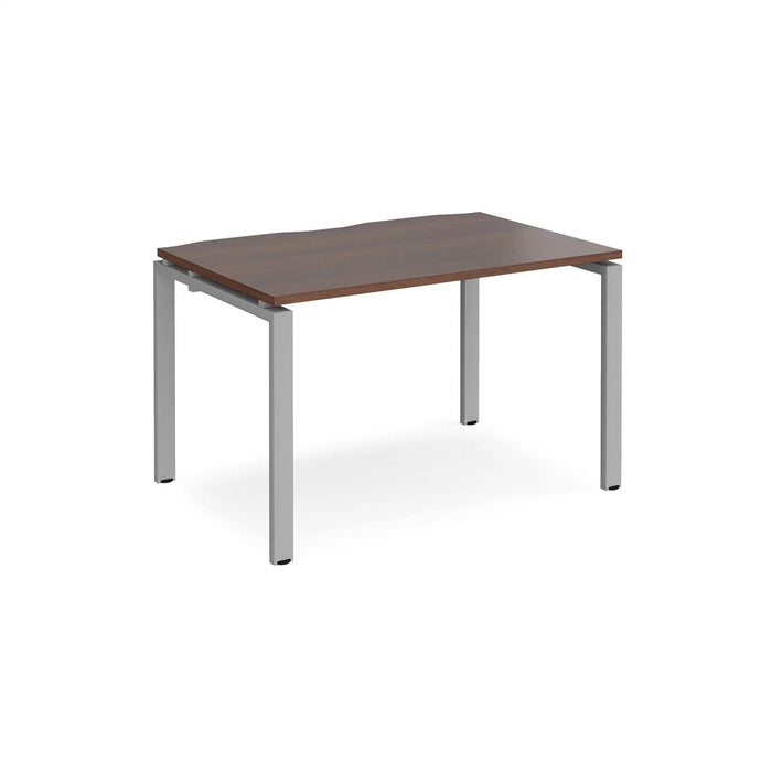 Rectangular Single Desk with Walnut Melamine Top and Silver Frame 4 Legs Adapt II 1200 x 800 x 725mm