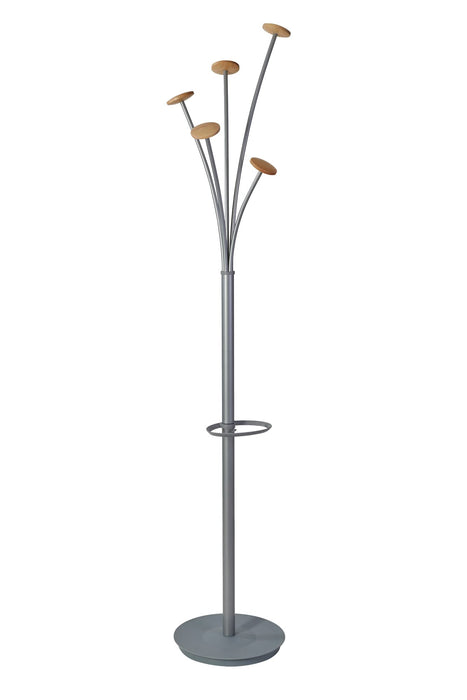 Alba Coat Stand 5 Hooks Silver 38 x 350 x 1870mm