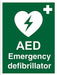 First Aid Sign AED Emergency Defibrillator Vinyl 30 x 20 cm