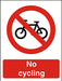 Prohibition Sign No Cycling Plastic 20 x 15 cm