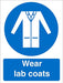 Mandatory Sign Wear Lab Coats Vinyl Blue, White 20 x 15 cm