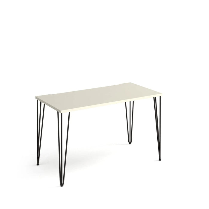 Rectangular Hairpin Desk White Wood/Metal Hairpin Legs Black Tikal 1200 x 600 x 730mm