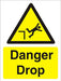 Warning Sign Danger Drop Plastic 30 x 20 cm