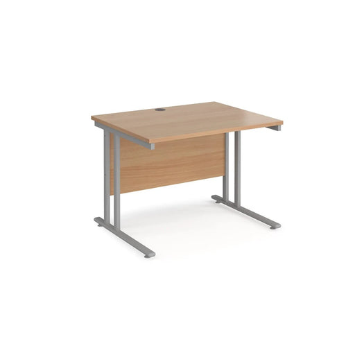 Rectangular Straight Desk with Cantilever Legs Walnut Wood White Maestro 25 1600 x 800 x 725mm