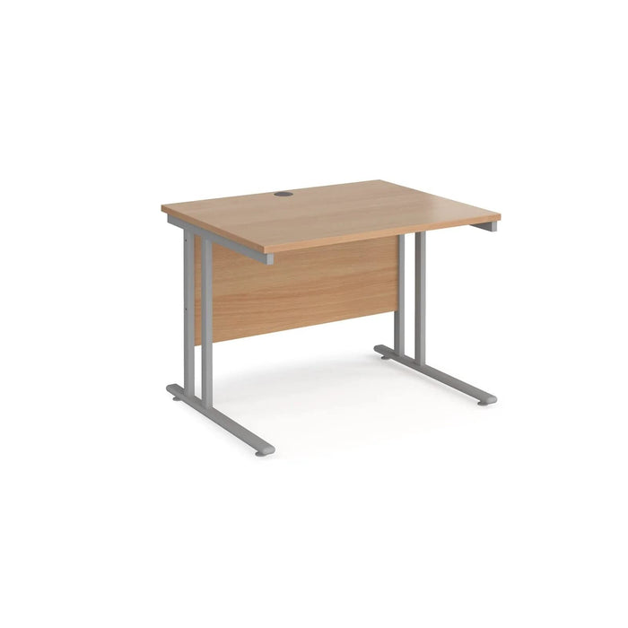 Rectangular Straight Desk with Cantilever Legs Walnut Wood Silver Maestro 25 1200 x 800 x 725mm