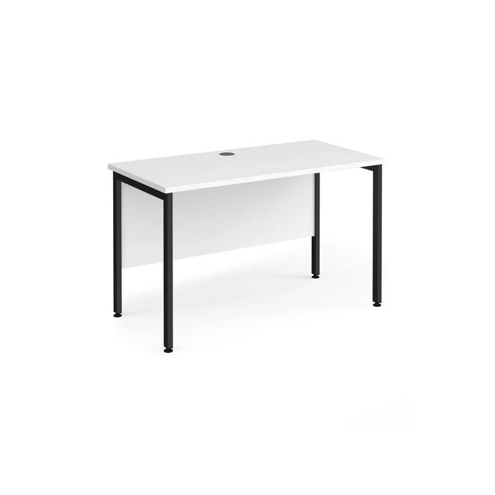 Rectangular Straight Desk White Wood H-Frame Legs Black Maestro 25 1200 x 600 x 725mm