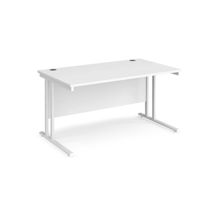 Rectangular Straight Desk White Wood Cantilever Legs White Maestro 25 1400 x 800 x 725mm