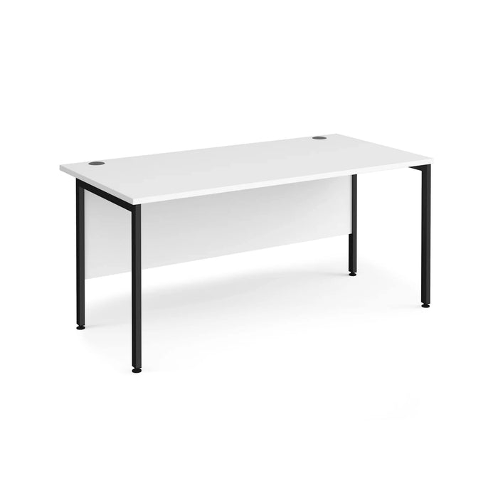 Rectangular Straight Desk White Wood H-Frame Legs Black Maestro 25 1600 x 800 x 725mm