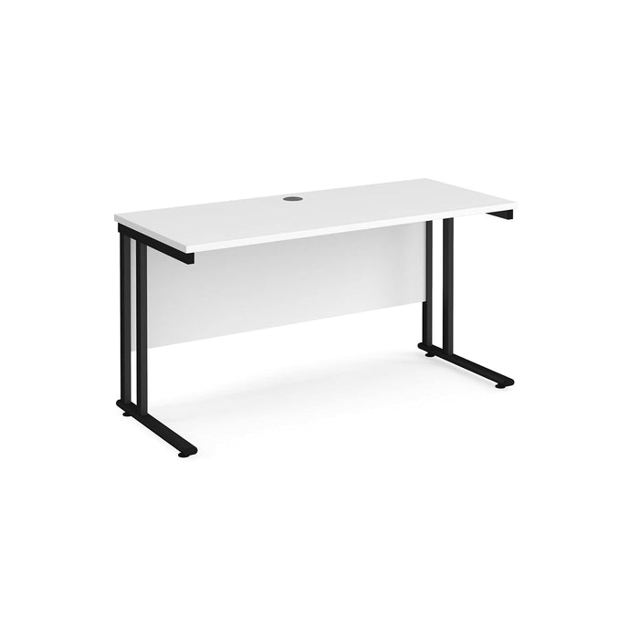 Rectangular Straight Desk White Wood Cantilever Legs Black Maestro 25 1400 x 600 x 725mm