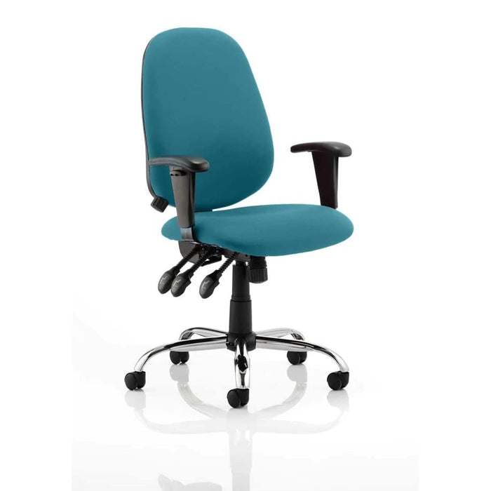 Dynamic Independent Seat & Back Task Operator Chair Height Adjustable Arms Lisbon Maringa Teal Seat Without Headrest High Back