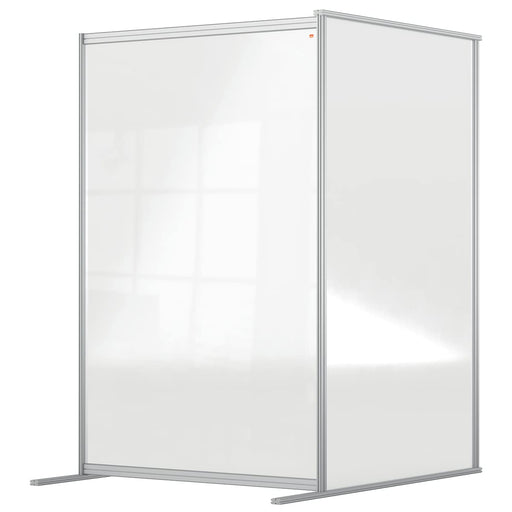 Nobo Freestanding Protective Room Divider Screen Premium Plus Modular System Extension 1200 x 1800 x 600mm Aluminium, Plexiglass Acrylic Silver Anodised