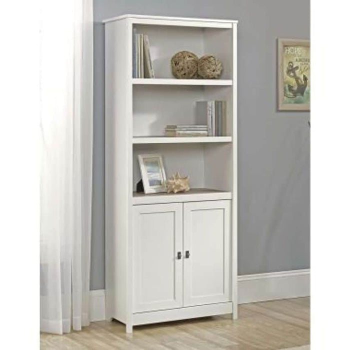 Shaker Style Bookcase with Doors White with Lintel Oak Finish - 5417593