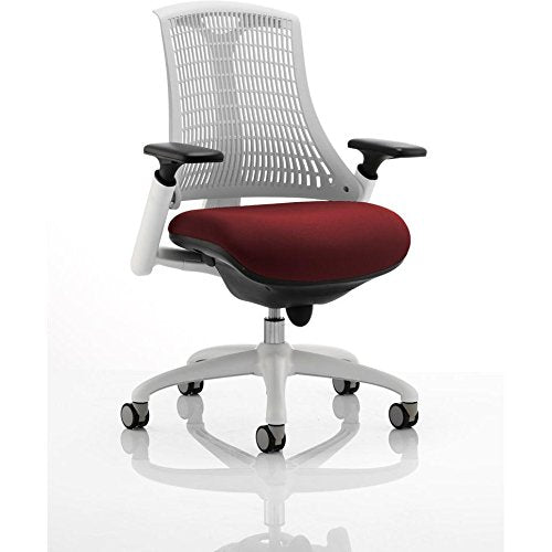 Dynamic Synchro Tilt Task Operator Chair Height Adjustable Arms Flex Moonstone White Back, Ginseng Chilli Seat, White Frame Medium Back