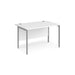 Rectangular Straight Desk White Wood H-Frame Legs Silver Maestro 25 1200 x 800 x 725mm