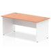 Impulse Straight Office Desk W1600 x D800 x H730mm Panel End Leg Beech Finish White Frame - TT000015