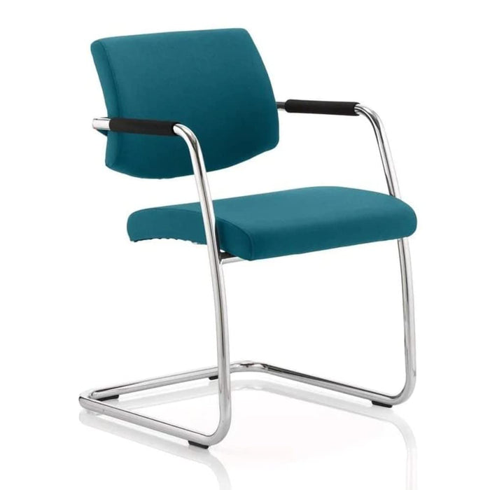 Dynamic Visitor Chair Fixed Armrest Havanna Seat Maringa Teal Fabric