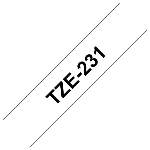 Brother P-touch Labelling Tape Authentic TZe-231 Adhesive Black on White 12 mm x 8 m