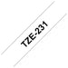 Brother P-touch Labelling Tape Authentic TZe-231 Adhesive Black on White 12 mm x 8 m