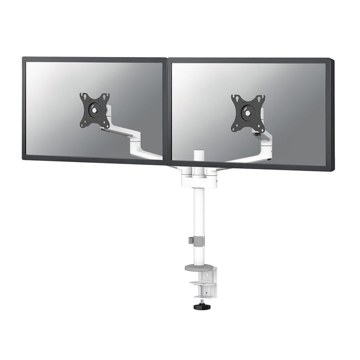 Neomounts DS60-425WH2 - Mounting kit (articulating arm) - full-motion - for 2 monitors - steel - white - screen size: 17"-27" - desk-mountable