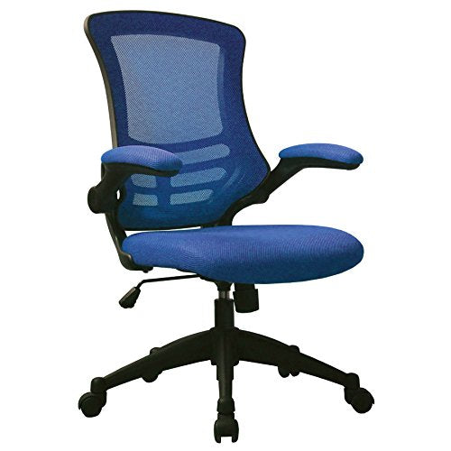 Nautilus Designs Ltd. Designer Medium Back Mesh Chair with Folding Arms Blue