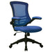 Nautilus Designs Ltd. Designer Medium Back Mesh Chair with Folding Arms Blue