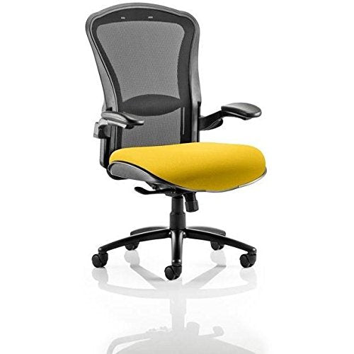 Dynamic Synchro Tilt Heavy Duty Chair Height Adjustable Arms Houston Heavy Duty Black Back, Senna Yellow Seat High Back