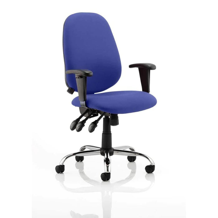 Dynamic Independent Seat & Back Task Operator Chair Height Adjustable Arms Lisbon Stevia Blue Seat Without Headrest High Back