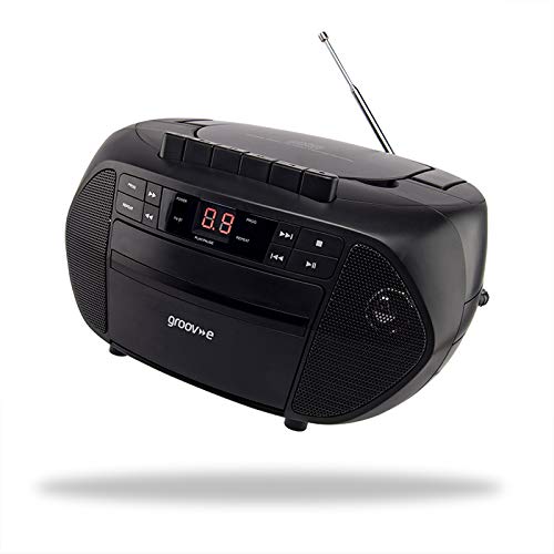 Groov-e Traditional Boombox CD and Cassette Player with Radio Black