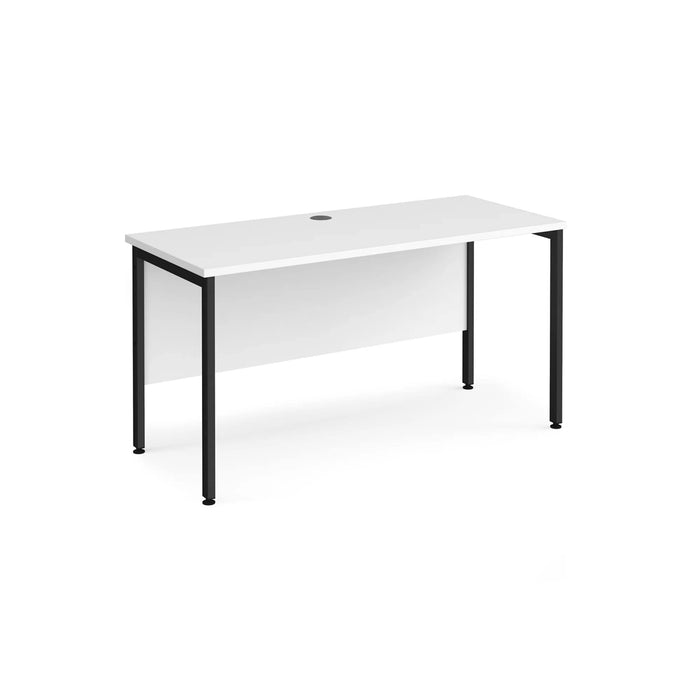 Rectangular Straight Desk White Wood H-Frame Legs Black Maestro 25 1400 x 600 x 725mm