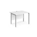 Rectangular Straight Desk White Wood H-Frame Legs Silver Maestro 25 1000 x 800 x 725mm